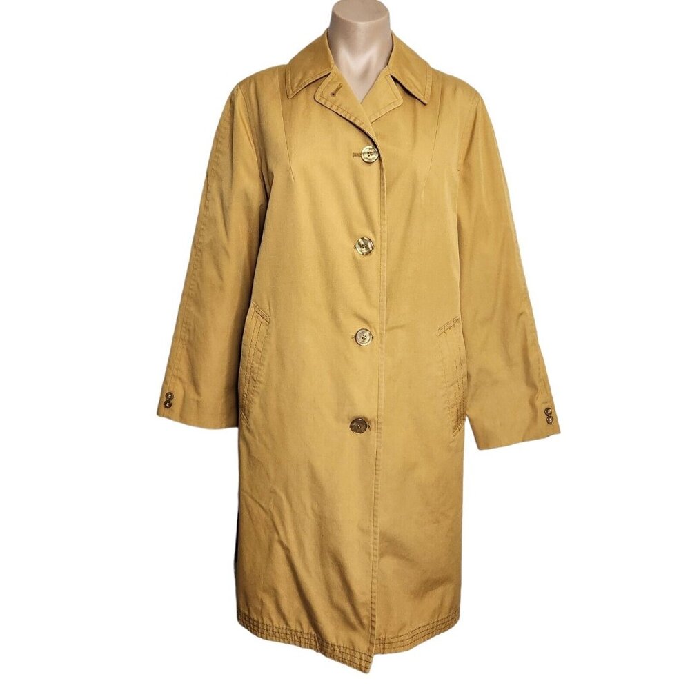 Vintage Misty Harbor Any Weather Mustard Yellow Trench Coat Jacket Women's SZ 14